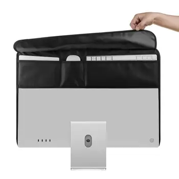 2023 PU Deri Toz Geçirmez Kapak iMac 24 İnç Ekran Monitör Toz koruma kapağı Arka Cep İle