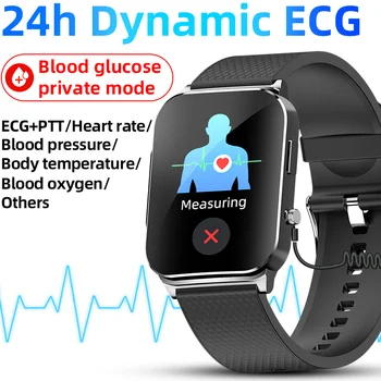 2023 Smartwatch Kan Şekeri EKG + PPG İzleme Kan Basıncı Vücut Sıcaklığı akıllı saat Erkekler Kadınlar İçin Saat Spor İzci
