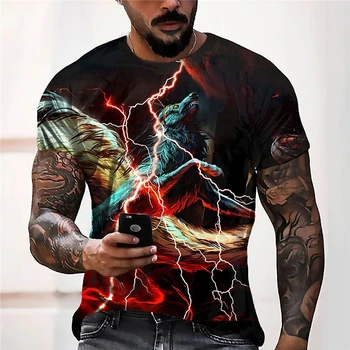 2023 Yaz Yeni erkek T shirt Rahat Serin 3d Baskılı Gömlek Erkekler Kısa Kollu T-Shirt Trend Kişilik Rahat Üst
