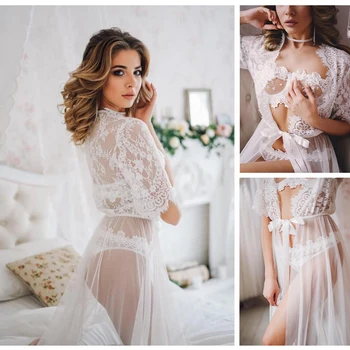 2023 Yeni Hamile uzun elbise Beyaz Seksi Dantel See-through Kıyafet Fotoğrafçılığı Elbiseler V Yaka Yüksek Bel Maxi Firar vestidos