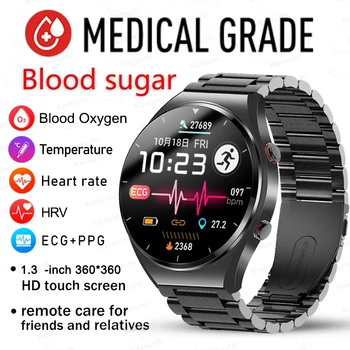2023 Yeni Non-İnvaziv Kan Şekeri akıllı saat Erkekler Tam Dokunmatik Ekran Spor Spor Saatler Bluetooth Android ıos Smartwatch İçin