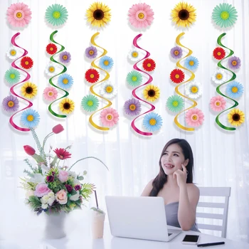 21 adet Açık Asılı Swirls Kolye Bahar Çiçek Tema Doğum Günü Partisi Odası Duvar Tavan Spiral DIY Malzemeleri Malzemeleri