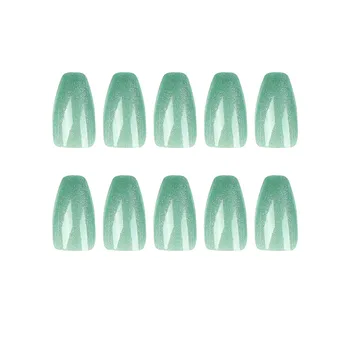 24 adet Press-on Tırnak Yeşil uzunlukta Yeniden Kullanılabilir Reçine yapay tırnak Salon Uzmanı ve Naif Kadınlar
