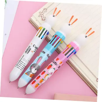 25 Adet Tükenmez Kalemler Geri Çekilebilir Tavşan paskalya tavşanı Çizim Mekik 10 Renkli Kawaii Günlük Mürekkep Ofis Aksesuarı Yazma Araçları