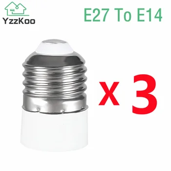 3 adet E27 To E14 Lamba Tutucu Dönüştürücü E14 Lamba Soketi Adaptörü E27 Lamba Tabanı Yanmaz Malzeme Vida Ağız Lamba Soketi Değiştirici