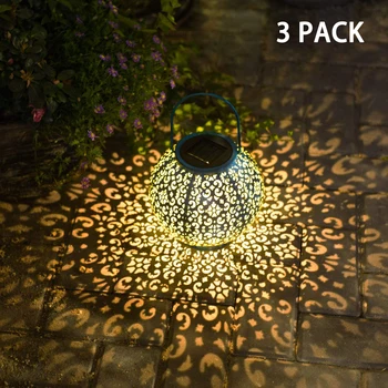 3 Adet Güneş asma fener Bahçe dış mekan ışıkları Metal Demir Sanat İçi Boş su geçirmez led Masa Lambası Dekoratif Veranda Avlu