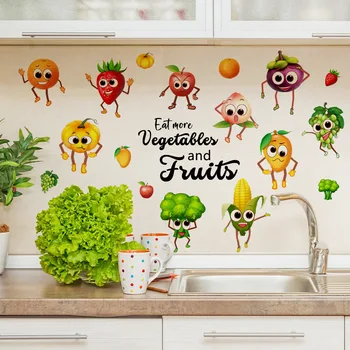 3 adet Karikatür İfade Sebze Meyve Duvar Çıkartmaları Buzdolabı Arka Plan Duvar Mutfak Ev Dekorasyon Duvar Çıkartmaları Duvar Ms2285