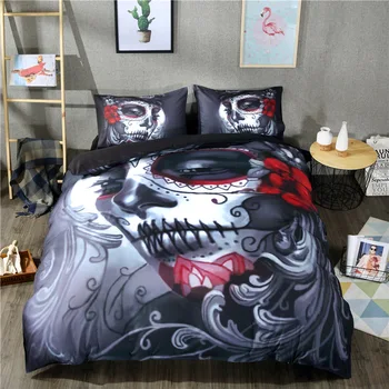 3 Adet Siyah Nevresim yatak örtüsü seti 3D Siyah Desen Tasarım Çok Renkli Yatak 1 Nevresim 2 Yastık Kılıfı