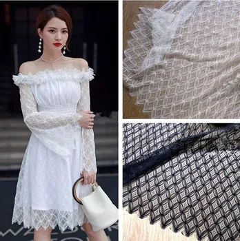 3 M / grup 150 cm geniş dantel zarif siyah kapalı beyaz naylon yumuşak kirpik dantel kumaş DIY düğün elbisesi giysi aksesuarları