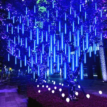 30/50cm LED Meteor Duş Garland ışıkları Ramazan Dekorasyon 2023 Açık Düğün Sokak Veranda Bahçe Dekor peri ışıkları perde