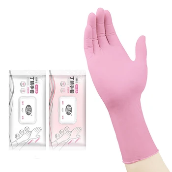 30 ADET Nitril tek kullanımlık temizlik eldiveni 12 İnç Kalınlığında Genişletilmiş Dayanıklı Kauçuk Ev Eldivenleri Pembe Mutfak bulaşık eldivenleri