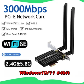 3000Mbps Çift Bantlı Kablosuz Kart WiFi 6 2.4 G&5.8 G Ağ Kartı Ethernet PCI Express 802.11 AX Bluetooth 5.2 Windows 10/11 PC için