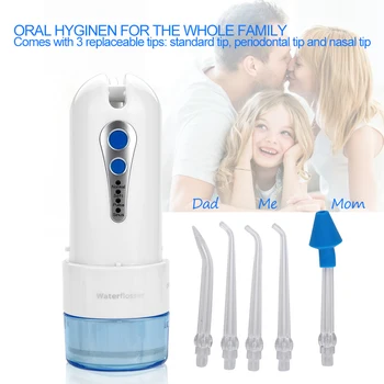 360 ° Döndürülmüş USB Şarj Edilebilir Diş Irrigator Kiti Taşınabilir sulu diş ipi 4 Modları dental oral irigatör Diş Temizleyici Seti