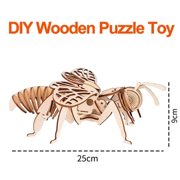 3d Ahşap Wasp Bilim ve Eğitim Modeli Yapboz Oyuncaklar El Sanatları Hediyeler Süsler Bulmaca Yaratıcı Dekompresyon Hediye P309