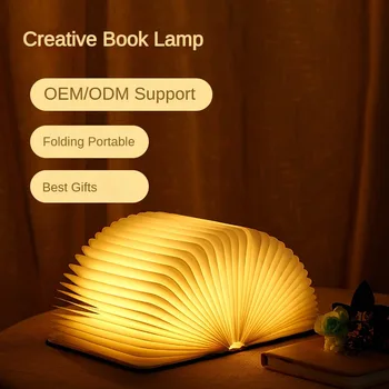3D Katlanır Yaratıcı LED gece lambası USB yeniden şarj edilebilir PU deri kitap ışık yatak odası masa masa lambası dekor çocuk doğum Günü Hediyesi