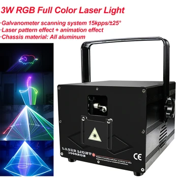 3D Tam renkli lazer ışığı RGB Renkli DMX 512 tarayıcı projektör parti noel DJ disko gösterisi ışıkları kulübü ekipmanları ışın hareketli Işın