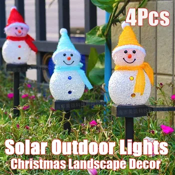 4 Adet açık havada LED yılbaşı kardan adam güneş ışıkları su geçirmez lambalar kış Peyzaj Çim bahçe süslemeleri Yard yolu geçişi