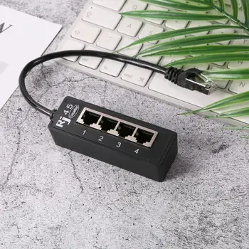 4 İn 1 RJ45 LAN Konektörü Ethernet Ağ dağıtıcı adaptör Kablosu 1 Erkek 4 LAN Portu Ağ Uzatma Aksesuarları