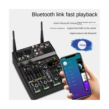 4 Kanal USB ses mikseri Kablosuz Mikrofon ile Stüdyo ses mikseri s Bluetooth REC DJ Konsolu Karıştırma Bir