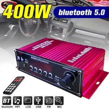 400W güç amplifikatörü Ses Karaoke Ev Sineması Amplifikatörü Subwoofer bluetooth 5.0 D Sınıfı Ev Araba Amplifikatör FM USB / SD AUX Girişi