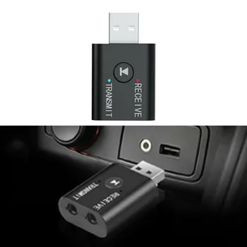 5.0 Bluetooth Verici ve Alıcı Aksesuarları Aux Adaptörü Siyah iPod MP3 / MP4 USB Kablosuz 2 İN 1 3.5 mm 42*25 * 11mm