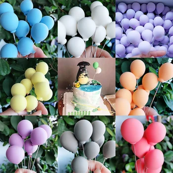 5 adet / takım Renkli Kil Balon Kek Topper Düğün Topu Kek Dekorasyon Bayrakları Doğum Günü Partisi Bebek Duş Tatlı Dekorasyon 6z