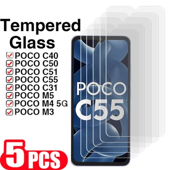 5 ADET telefon ekran koruyucu İçin xiaomi Poco C50 C40 M4 M5 F5 Pro C51 C55 M3 C31 Temperli cam koruyucu film cam akıllı telefon