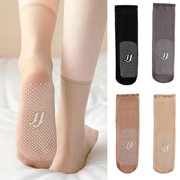 5 Pairs Yaz Nokta Tutkal Çorap Ten Rengi Şeffaf Ultra Ince Kadın Kristal Kaymaz Naylon Bayanlar Kadın Kısa Ayak Bileği Çorap