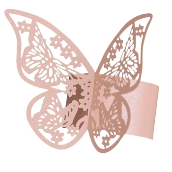 50 Adet 3D Kelebek Kağıt peçete halkaları Düğün için Parti Peçete Masa Dekorasyon Kelebek peçete halkaları