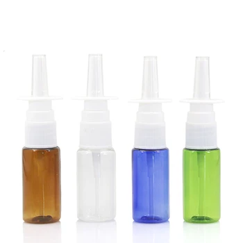50 Adet / grup 15ml renkli PET Boş şişe Plastik burun spreyi Şişeleri Pompa Püskürtücü Sis Burun Spreyi Doldurulabilir Şişeler tıbbi