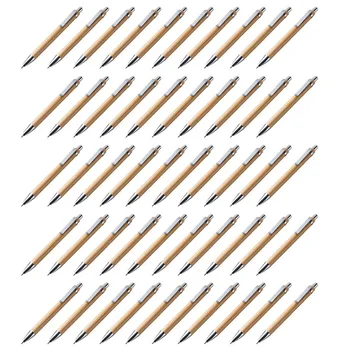 50 Adet/grup Bambu Tükenmez Kalem Stylus İletişim Kalem Ofis ve Okul Malzemeleri Kalemler ve Yazma Malzemeleri Hediyeler Mavi Mürekkep İle