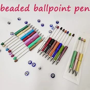 50 adet Plastik Okunabilir Kalem DIY Boncuk Tükenmez Kalemler Çocuklar Öğrenciler için Hediyeler Ofis Okul Malzemeleri Karışık Renk Öğrenci Hediye