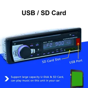 50 % Sıcak Satış JSD-520 otomobil araç MP3 Müzik FM Radyo Çalar ISO Arayüzü AUX Ses Adaptörü