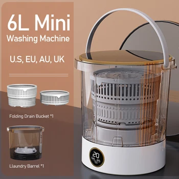 6L Mini Çamaşır Makinesi Kurutma Kovası Giysi Çorap İç Çamaşırı Temizleme Yıkama Taşınabilir Küçük Ev Çamaşır Makinesi