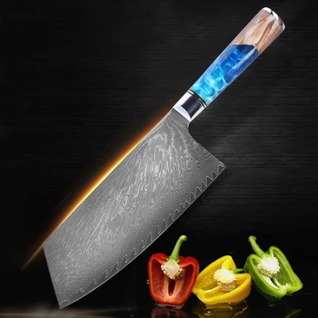 8 İnç Şam Bıçak Doğrama Sebze Et Cleaver Bıçak Rezin Kolu Mutfak Bıçakları Profesyonel Şef Bıçağı Pişirme Araçları