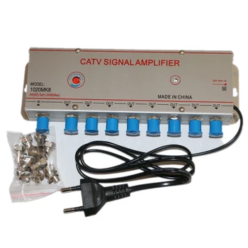 8 yollu 20db CATV VCR uydu TV Anten dijital Sinyal Amplifikatör Booster Splitter (Eueope Fiş)