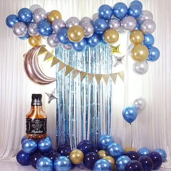 87 Adet Mavi Balonlar Garland Kemer Kiti Viski Alüminyum Folyo Balonlar Düğün Doğum Günü Noel Partisi Kutlama Süslemeleri