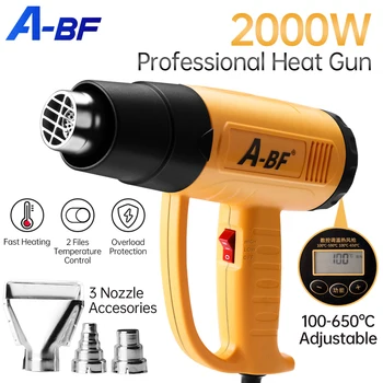 A-BF sıcak hava tabancası 2000W LCD elektrikli ısı tabancaları ayarlanabilir ısı kurutma makinesi saç kurutma makinesi Lehimleme, Daralan PVC, sıyırma boya