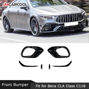ABS Parlak Siyah Malzeme Ön TAMPON altı spoyler Bölücülerin Flaps Önlük Aksesuarları Mercedes Benz için W118 C118 CLA45 AMG 2020+