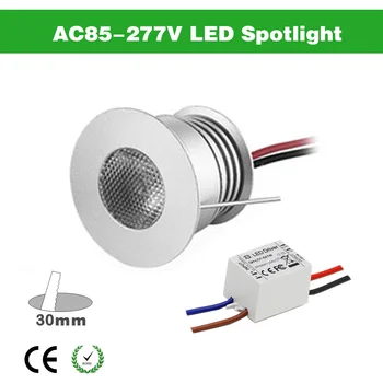 AC85-277V 3 W Spot ışık kapalı LED Downlight tavan spot gömme dolap Spot ışık yatak odası mutfak LED Spot aydınlatma