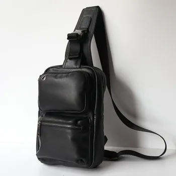 AETOO Gençlik göğüs çantası yeni kare ithal kafa katman dana düz renk ince çizgiler yumuşak erkek göğüs çantası açık spor çapraz b