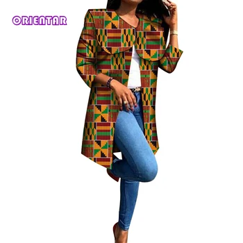 Afrika Baskı Uzun Ceket Kadın Palto Kadın Sonbahar Dış Giyim Vintage Uzun Kollu Ceket Kadın afrika kıyafeti trençkotlar WY916