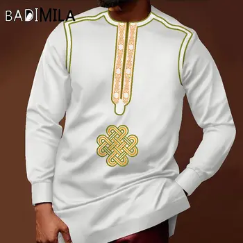 Afrika erkek tişört İşlemeli Geleneksel Üst Afrika Gömlek Erkekler için Rahat ve Zarif erkek Uzun Kollu Gömlek Wyn1717