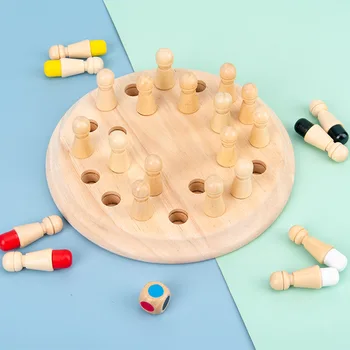 Ahşap Hafıza Maç Sopa Satranç Oyunu Eğlenceli Blok Kurulu Oyunu Bebek Hafıza Bulmaca Oyunu Oyuncak Satranç Eğitici Oyuncaklar Beyin Eğitimi Hediye