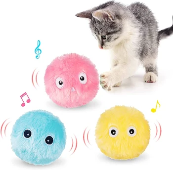 Akıllı Kedi Oyuncak İnteraktif Top Peluş Elektrikli Catnip Eğitim Oyuncak Yavru Dokunmatik Sondaj ev hayvanı ürünü Gıcırtı Oyuncak Top Kedi Kaynağı
