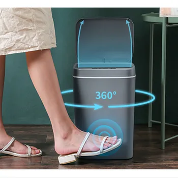 Akıllı taşınabilir elektronik ev mutfak İndüksiyon çöp tenekesi otomatik sensör mini kapalı plastik çöp tenekesi çöp kutusu