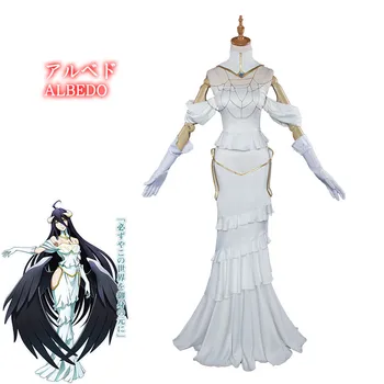 Albedo Cosplay Anime Derebeyi Cosplay Kostüm Kadınlar Beyaz Elbise Derebeyi Albedo Kostüm Cadılar Bayramı