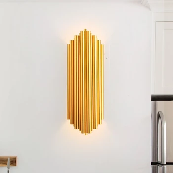 Altın alüminyum tüp Duvar Lambaları Nordic LED Aydınlatma Armatürü Oturma Odası Banyo Başucu Mutfak Kapalı Dekor Aplik Armatür