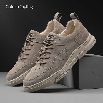 Altın Fidan gündelik erkek ayakkabısı Retro Hakiki Deri Flats Moda Eğlence Ayakkabı Rahat Parti Ayakkabı Erkekler Vintage Düz