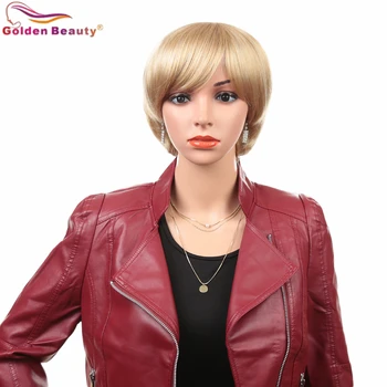 Altın Güzellik 6 inç Sentetik saç Peruk kısa postiç Patlama İle Yüksek Sıcaklık Fiber Beyaz Kadınlar İçin